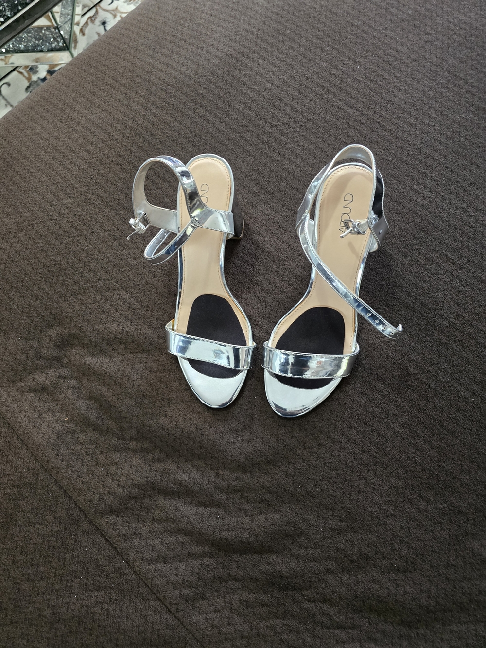 AND Silver Metallic Ankle-Strap Women's Sandals
